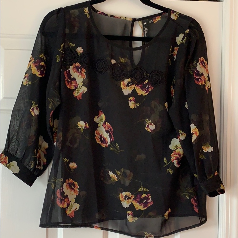 Women’s black floral blouse